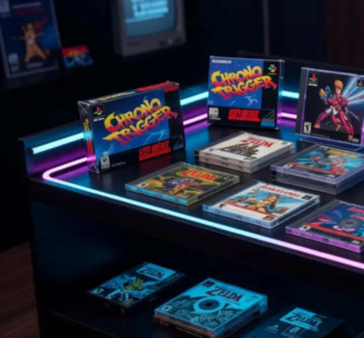 Ekspozycja polecanych kolekcji gier i retro mediów w sklepie ZAGRY STAGE.